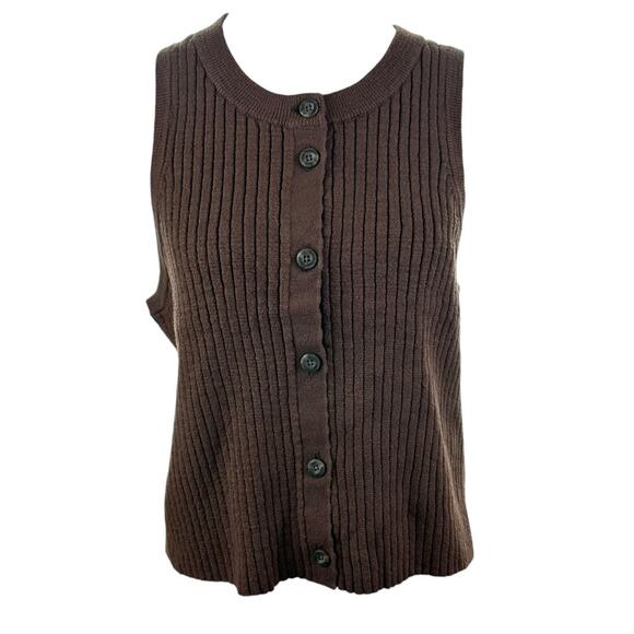 Madewell Kendale Cropped Sweater Tank Top Button Front Brown Size XL NWT - Picture 1 of 8